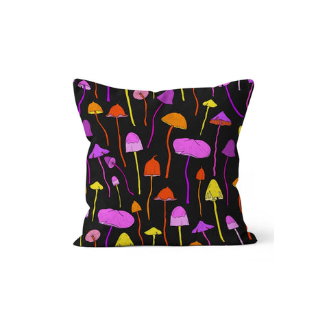 Mushroom Pillow Case|Neon Purple Green Yellow Mushroom Cushion Cover|Decorative Cushion Case|Psychedelic Plant Pillowcase|Farmhouse Decor