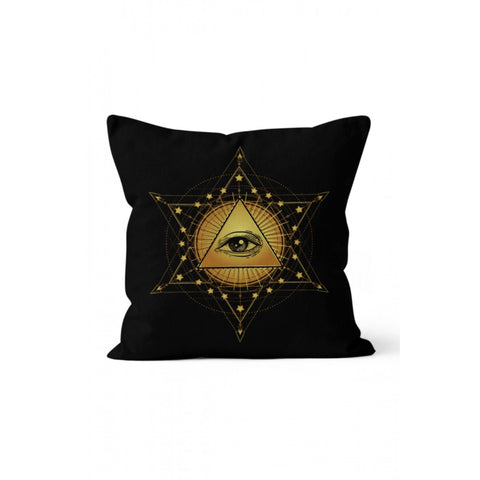 One Eye Pillow Cover|Decorative Black Gold Occult Eye Cushion Case|Ouroboros Throw Pillow|Illumination Cushion Cover|Abstract Home Decor
