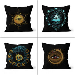 One Eye Pillow Cover|Decorative Black Gold Occult Eye Cushion Case|Ouroboros Throw Pillow|Illumination Cushion Cover|Abstract Home Decor