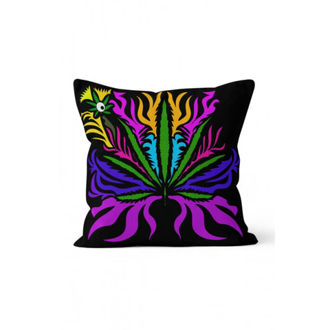 Psychedelic Leaf Pillow Cover|Geometric Cushion Cover|Abstract Home Decor|Purple Green Throw Pillowcase|Sacred Style Authentic Cushion Case