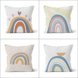 Abstract Pillow Cover|Sun, Light and Heart Print Cushion Case|Decorative Rainbow Print Pillow Top|Weather Meteorology Themed Cushion Cover