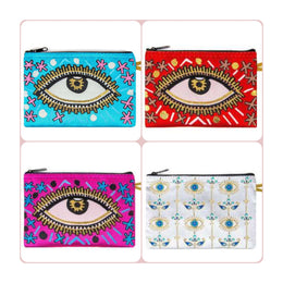 Third Eye Zippered Pouch|Coin Purse With Zipper|Money Purse|Jewelry Holder|Girls Coin Purse|Small Carpet Bag|Woven Fabric|Mother's Day Gifts