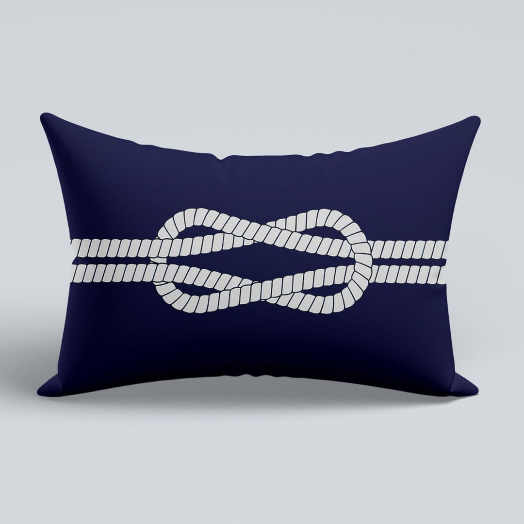 Nautical Pillow Case|Navy Anchor and Wheel Pillow Cover|Decorative Sailor Tie Cushion|Rectangle Beach House Decor|Striped Coastal Cushion