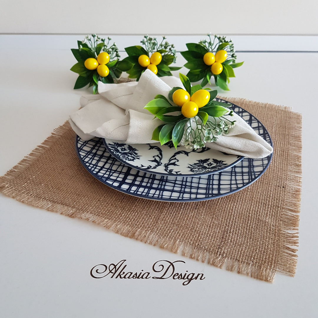 Faux Lemon Napkin Ring|Floral Fresh Citrus Napkin Holder|Farmhouse Table Decor|Summer Wedding Table Centerpiece|Rustic Kitchen Table Top