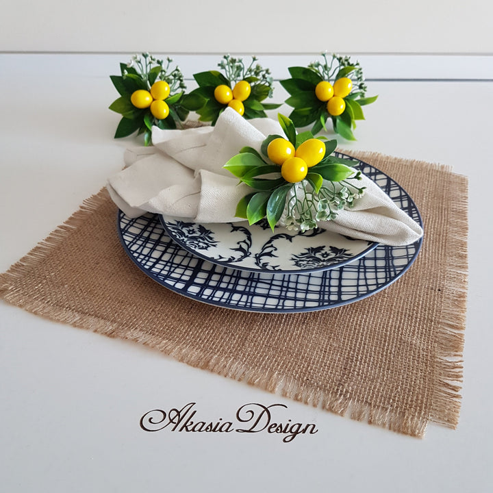 Faux Lemon Napkin Ring|Floral Fresh Citrus Napkin Holder|Farmhouse Table Decor|Summer Wedding Table Centerpiece|Rustic Kitchen Table Top