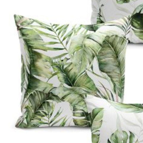 Set of 4 Plant Pillow Covers and 1 Table Runner|Green Leaves Home Decor|Decorative Tropical Leaves Tabletop|Floral Cushion and Runner Set