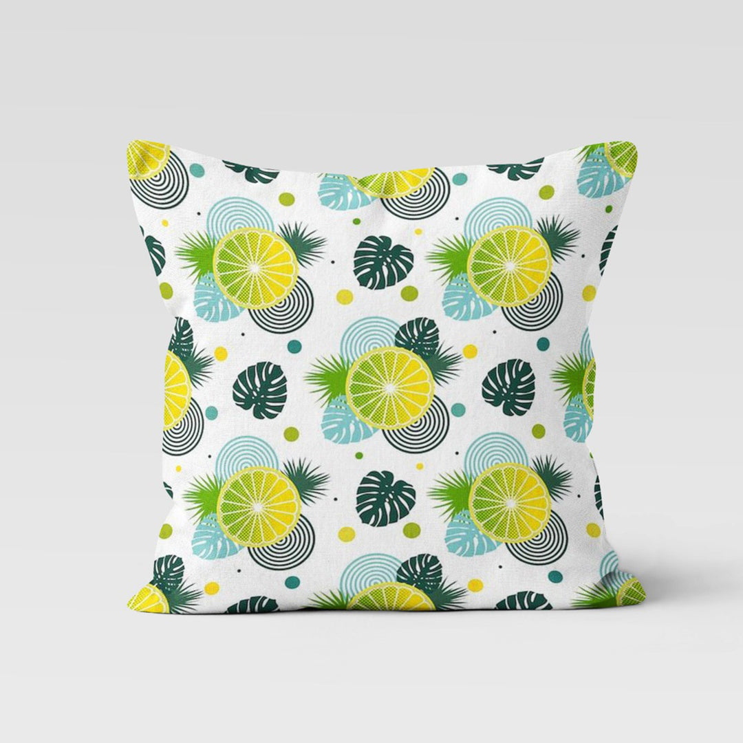 Green Lime Pillow Cover|Refreshing Lemon and Girl Print Cushion Case|Housewarming Citrus Print Home Decor|Farmhouse Green Yellow Pillow Case
