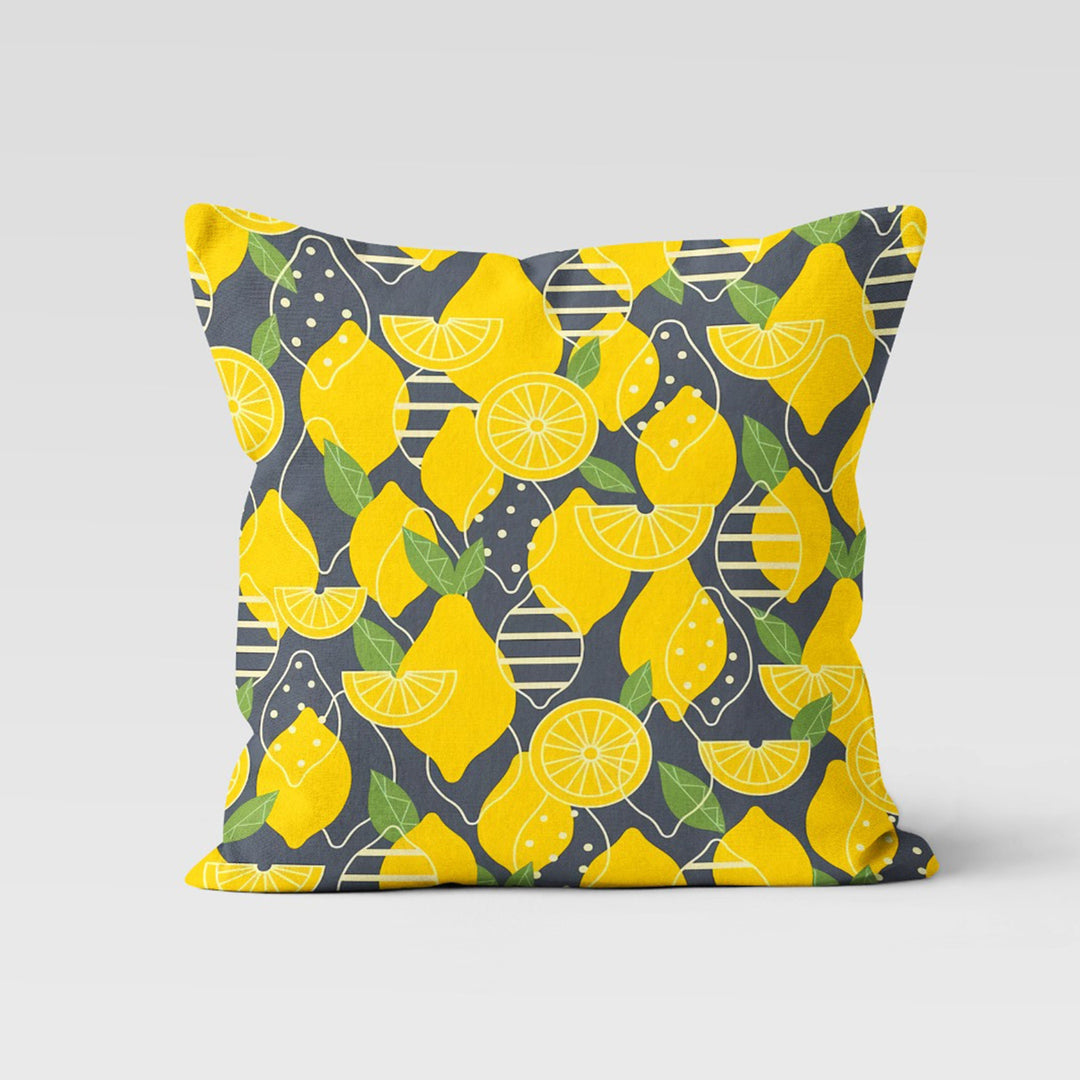 Floral Lemon Pillow Cover|Refreshing Lemon and Girl Print Cushion Case|Housewarming Citrus Print Home Decor|Farmhouse Yellow Pillow Case