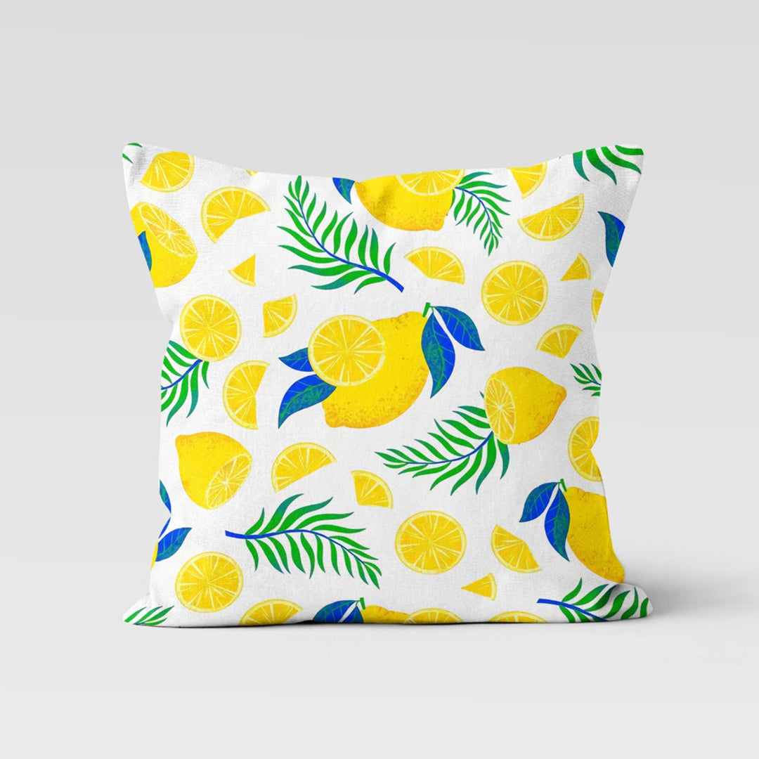 Floral Lemon Pillow Cover|Refreshing Lemon and Girl Print Cushion Case|Housewarming Citrus Print Home Decor|Farmhouse Yellow Pillow Case