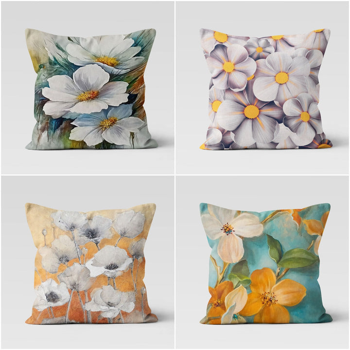 Floral Pillow Cover|Summer Trend Cushion Case|Decorative Throw Pillow Case|Flower Painting Home Decor|Housewarming Farmhouse Pillowcase