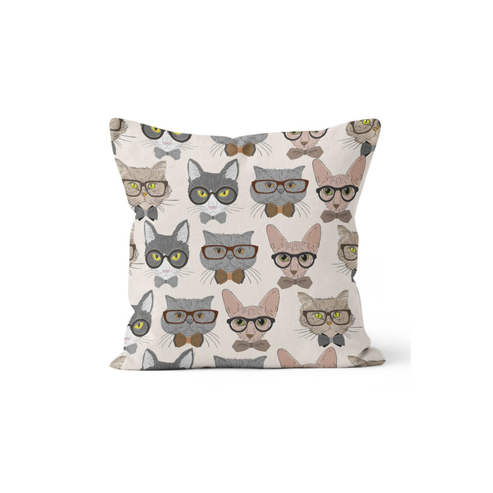 Cat Pillow Cover|Gentleman and Black Cat Print Outdoor Cushion Case|Cats with Glasses Home Decor|Decorative Animal Print Throw Pillow Cover