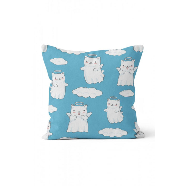 Cat Pattern Pillow Cover|Ghost Cat Print Outdoor Cushion Case|Cute Cats and Butterflies Home Decor|Decorative Animal Throw Pillow Cover