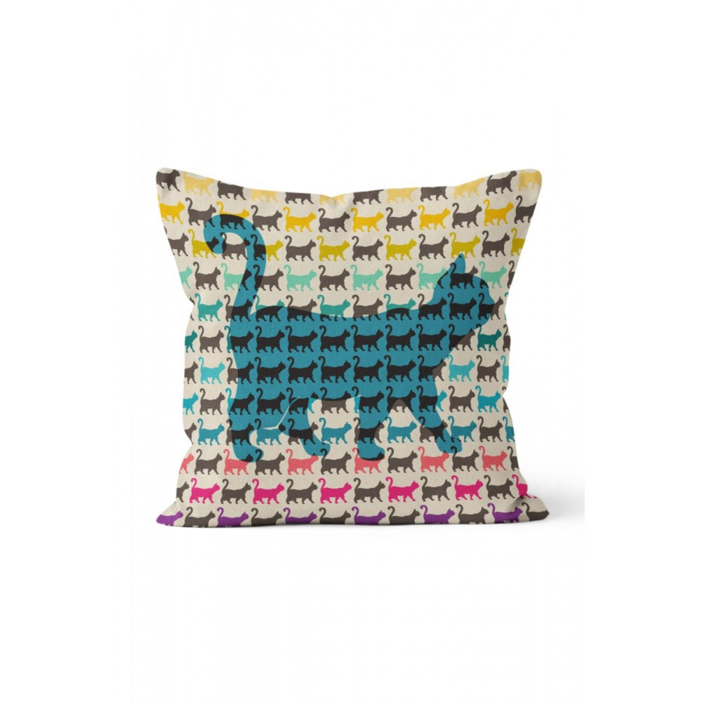 Cat Pattern Pillow Cover|Ghost Cat Print Outdoor Cushion Case|Cute Cats and Butterflies Home Decor|Decorative Animal Throw Pillow Cover
