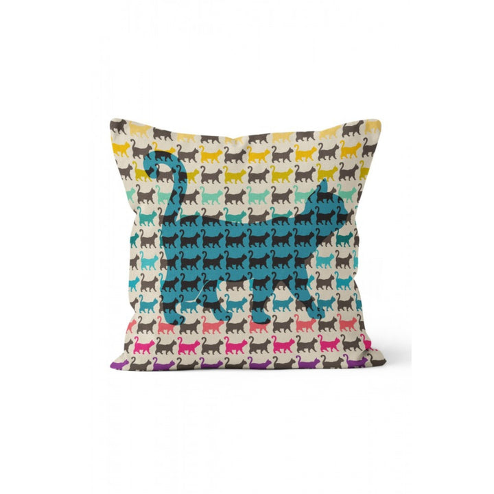 Cat Pattern Pillow Cover|Ghost Cat Print Outdoor Cushion Case|Cute Cats and Butterflies Home Decor|Decorative Animal Throw Pillow Cover