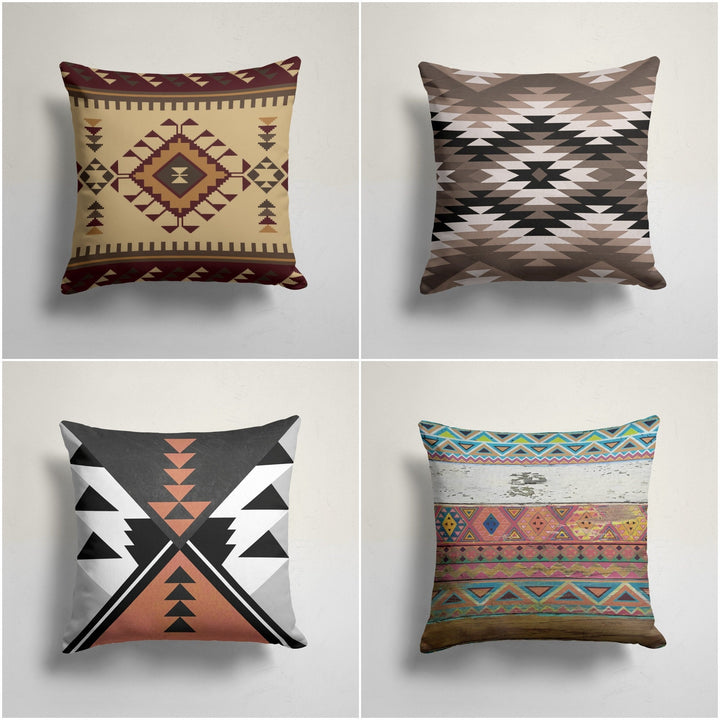 Rug Design Pillow Cover|Decorative Southwestern Cushion Case|Aztec Print Ethnic Home Decor|Farmhouse Style Geometric Throw Pillow Cover