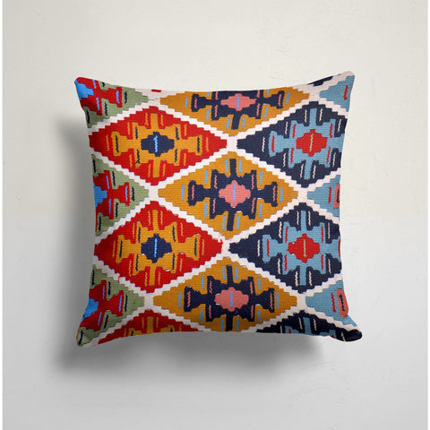 Rug Design Pillow Cover|Ethnic Print Colorful Home Decor|Decorative Southwestern Cushion Case|Farmhouse Style Geometric Outdoor Pillow Case