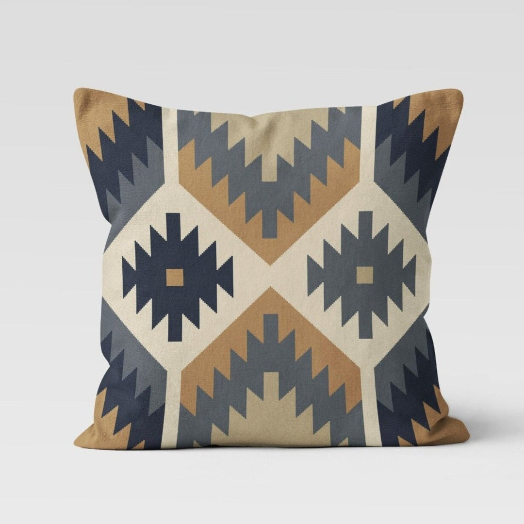 Rug Design Pillow Cover|Farmhouse Style Southwestern Cushion Case|Decorative Geometric Throw Pillowcase|Aztec Print Ethnic Living Room Decor