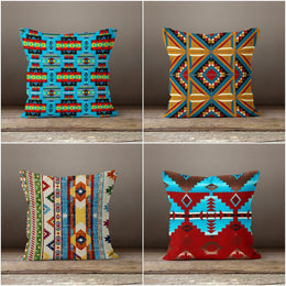 Rug Design Pillow Cover|Geometric Southwestern Cushion Case|Decorative Aztec Print Ethnic Home Decor|Farmhouse Style Throw Pillow Case
