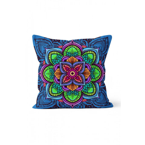 Mandala Pillow Cover|Geometric Design Cushion Case|Decorative Purple Mandala Pillowcase|Rustic Home Decor|Farmhouse Style Authentic Cushion