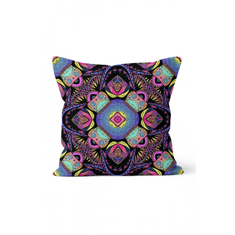Mandala Pillow Cover|Geometric Design Cushion Case|Decorative Spiral Mandala Pillowcase|Rustic Home Decor|Farmhouse Style Authentic Cushion