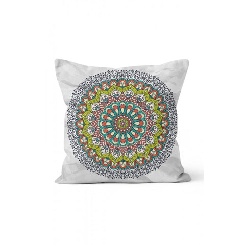 Mandala Pillow Cover|Decorative Paper and Crystal Mandala Pillowcase|Powder Floral Pattern Rustic Home Decor|Farmhouse Authentic Cushion