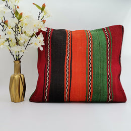 Vintage Kilim Pillow Cover|Striped Kilim Pillow Cover|Eclectic Anatolian Throw Pillow Cover|Boho Bedding Decor|Handwoven Ottoman Rug 20x20