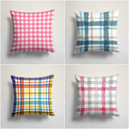 Plaid Pillow Cover|Checkered Colorful Pillow Case|Abstract Geometric Cushion Cover|Decorative Pillowcase|Modern Style Authentic Cushion Case