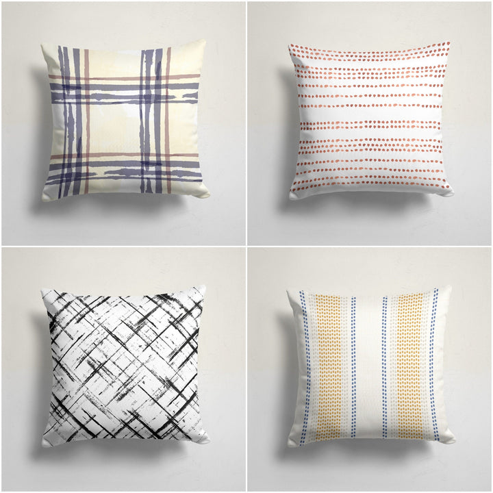 Abstract Pillow Cover|Checkered Pale Color Pillow Case|Geometric Cushion Cover|Decorative Pillowcase|Boho Bedding Decor|Outdoor Cushion Case