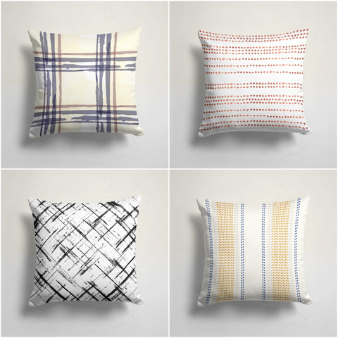 Abstract Pillow Cover|Checkered Pale Color Pillow Case|Geometric Cushion Cover|Decorative Pillowcase|Boho Bedding Decor|Outdoor Cushion Case