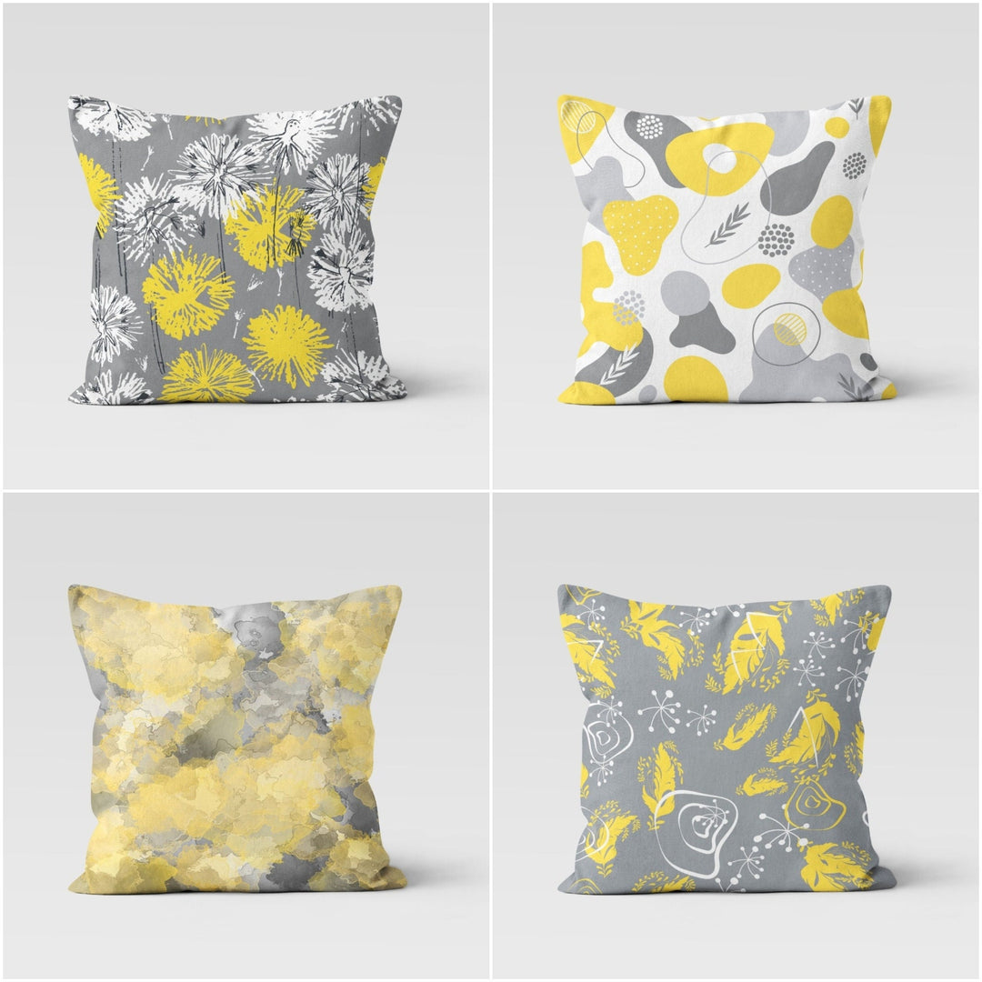 Abstract Yellow Gray Pillow Cover|Boho Bedding Home Decor|Pale Colors Throw Pillow Top|Housewarming Sofa Pillowcase|Outdoor Cushion Cover