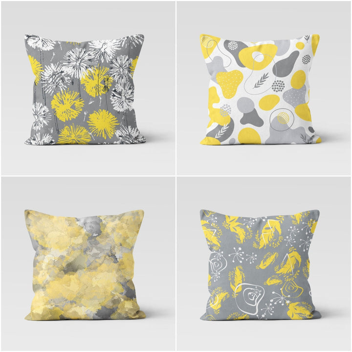 Abstract Yellow Gray Pillow Cover|Boho Bedding Home Decor|Pale Colors Throw Pillow Top|Housewarming Sofa Pillowcase|Outdoor Cushion Cover