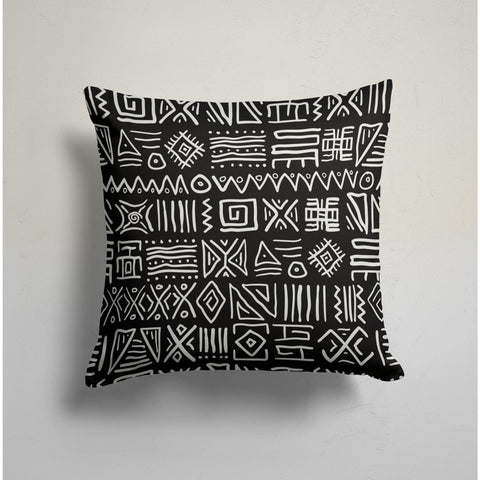 African Tribal Pillow Cover|Southwestern Cushion Case|Rug Design Square Pillowcase|Black White Ethnic Home Decor|Nordic Geometric Pillowtop