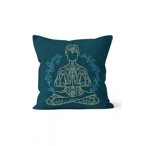 Meditation Pillow Cover|Chakra Meditation Cushion Case|Woman and Man Doing Yoga Cushion Cover|Decorative Throw Pillowcase|Boho Pillow Case
