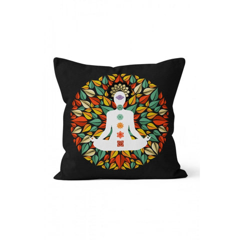 Meditation Pillow Cover|Body Chakra Cushion Case|Gradient Woman Doing Yoga Cushion Cover|Decorative Yoga Throw Pillowcase|Boho Pillow Case