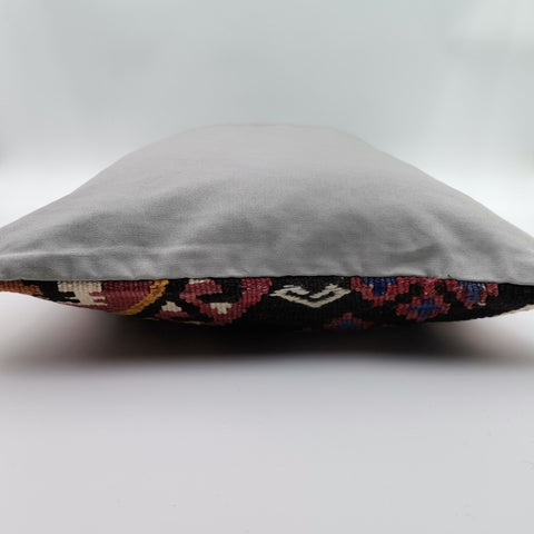 Turkish Kilim Pillow Cover|Ethnic Ottoman Lumbar Pillowtop|Vintage Rug Cushion Case|Handwoven Antique Cushion Cover|Boho Bedding Decor 16x24