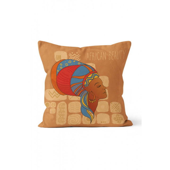 African Beauty Pillow Cover|Ethnic Cushion Case|Colorful African Girl Accent Cushion|Decorative Ethnic Throw Pillow Top|Authentic Home Decor