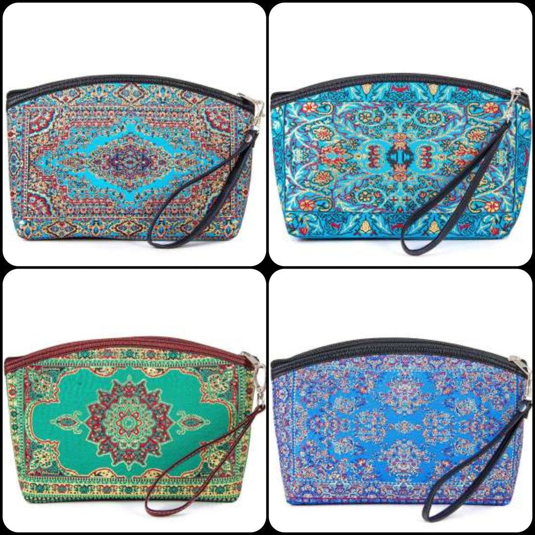 Fabric Boho Cosmetic Bag with Rug Pattern