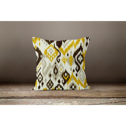 Abstract Pillow Cover|Brown Yellow Color Cushion Case|Decorative Outdoor Pillowcase|Boho Bedding Decor|Farmhouse Authentic Throw Pillow Top