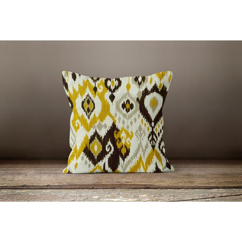 Abstract Pillow Cover|Brown Yellow Color Cushion Case|Decorative Outdoor Pillowcase|Boho Bedding Decor|Farmhouse Authentic Throw Pillow Top