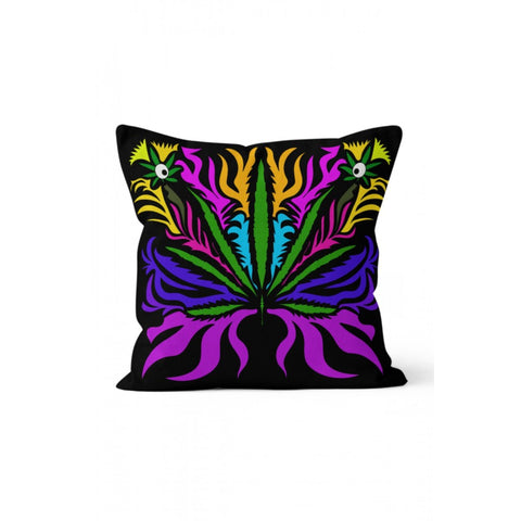 Psychedelic Leaf Pillow Cover|Geometric Cushion Cover|Abstract Home Decor|Purple Green Throw Pillowcase|Sacred Style Authentic Cushion Case