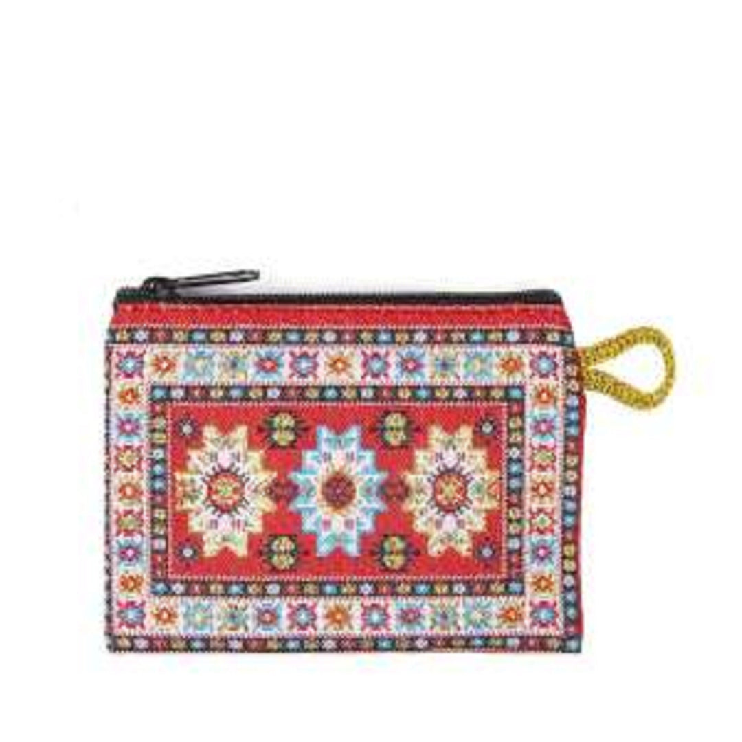 Set of 4 Small Money Purse|Small Bag Organizer|Girls Coin Purse|Coin Purse With Zipper|Small Carpet Bag|Woven Fabric Bag|Mother's Day Gifts