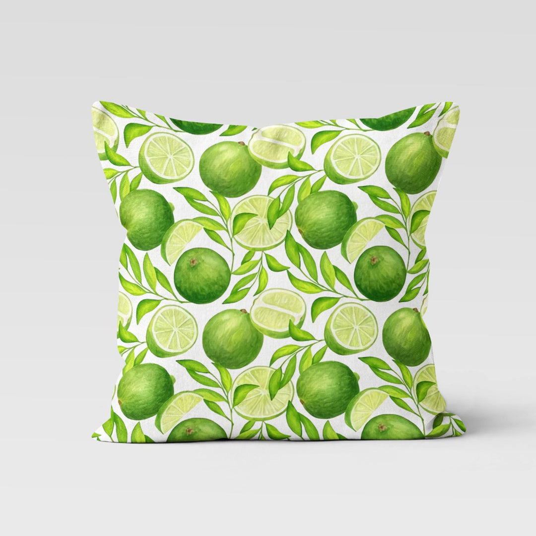 Green Lime Pillow Cover|Refreshing Lemon and Girl Print Cushion Case|Housewarming Citrus Print Home Decor|Farmhouse Green Yellow Pillow Case