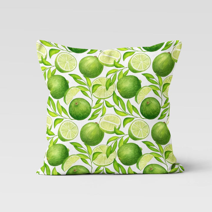 Green Lime Pillow Cover|Refreshing Lemon and Girl Print Cushion Case|Housewarming Citrus Print Home Decor|Farmhouse Green Yellow Pillow Case