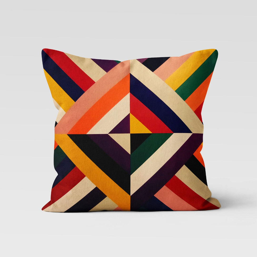 Abstract Geometric Pillow Cover|Black Yellow Red Cushion Case|Decorative Pillowtop|Boho Bedding Decor|Housewarming Outdoor Pillow Case