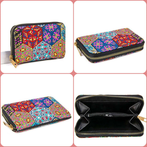 Mini Wallet For Women|Turkish Kilim Bag|Zip Around Woven Wallet|Boho Purse|Compact Wallet|Coin Purse with Zipper|Zippered Pouch|Gift For Her