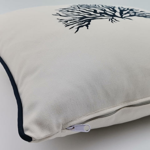 Embroidered Luxury Yacht Pillow Cover|Water Repellent Coral Pillow Top|Abrasion Resistant Nautical Cushion Cover|Flame Retardant Pillowcase