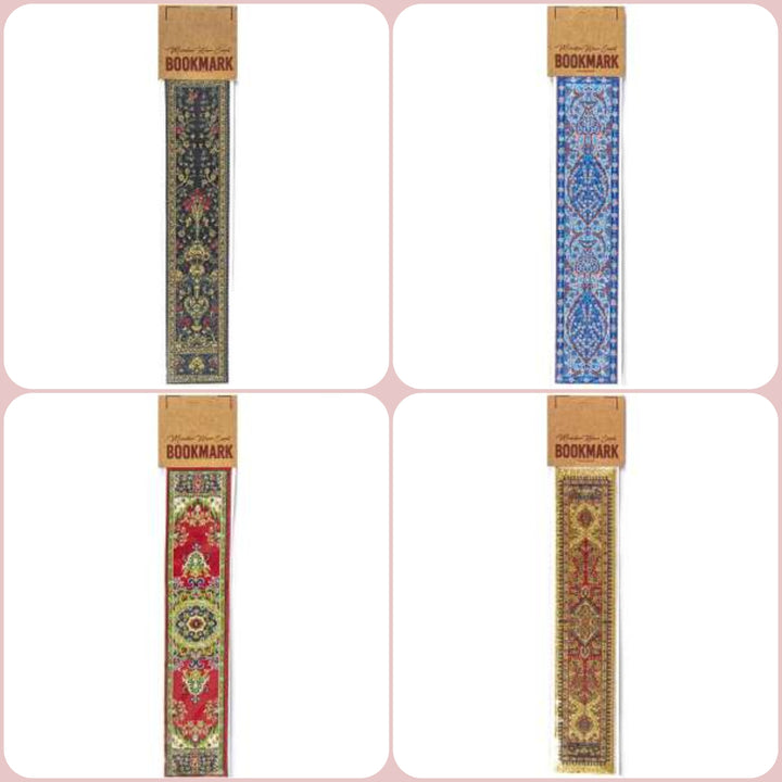 Set of 4 Woven Carpet Bookmark|Authentic Turkish Carpet Design Woven Bookmark|Traditional Rug Design Bookmark|Gift For Bookwoorm, Book Lover