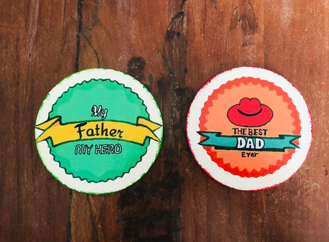 Best Dad Ever Wood Coasters|Set of 6 Hand Painted Dad Coasters|Gift For Dad|Funny Father&