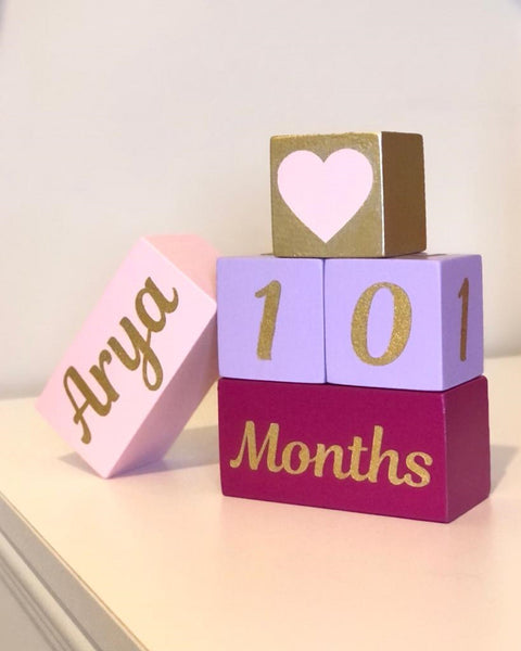 Set of 5 Custom Wooden Name Blocks|Personalized Baby Name Sign Cube|Nursery Decor For Baby|Wood Baby Shower Gift|New Mom Gift|Age Block Deco