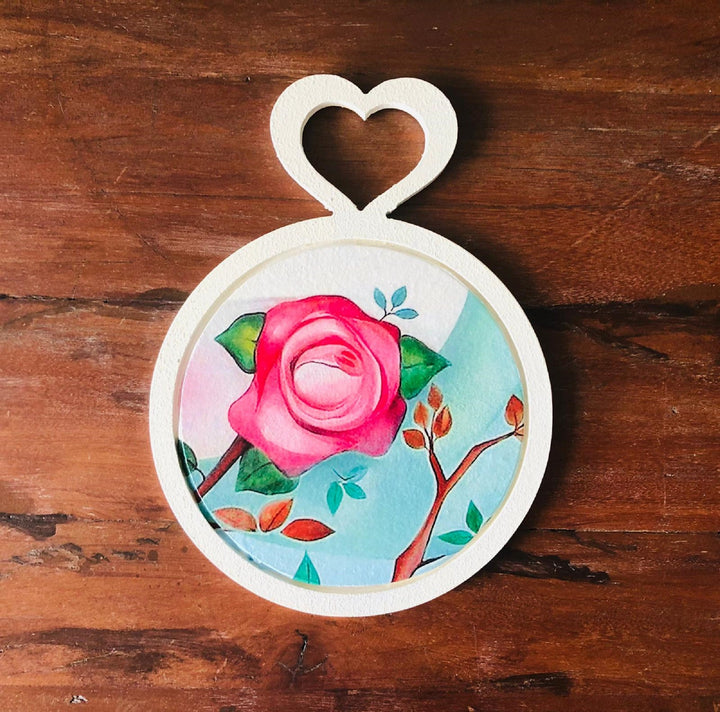 Set of 3 Bird and Rose Wall Decor|Wooden Home Decor|Bird Wall Art|Rose Wall Art|Floral Painting|Kitchen Wall Art|Housewarming Gift For Her